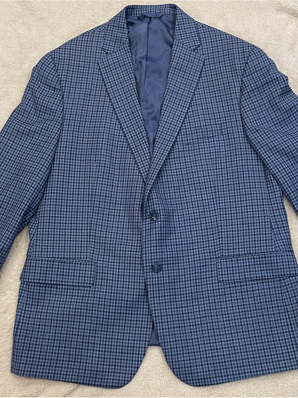 Hart Schaffner Marx Guabello Sobrius Wool Blazer Sport Coat Blue Check Men 48R